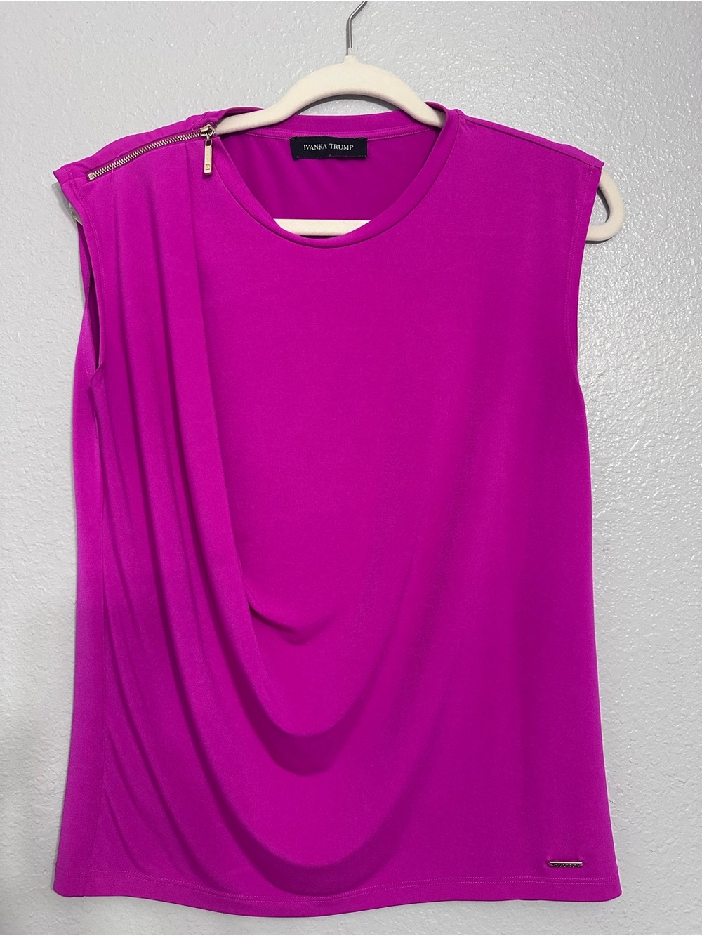 Ivanka Trump Draped Sleeveless Tank Top - Magenta
